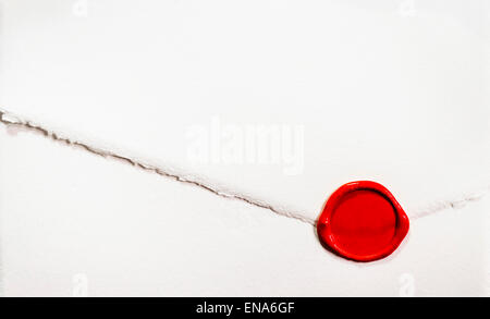 White letter with red sealing wax Stock Photo