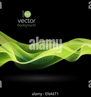 Shiny color smoke waves over dark vector backgrounds Stock Vector