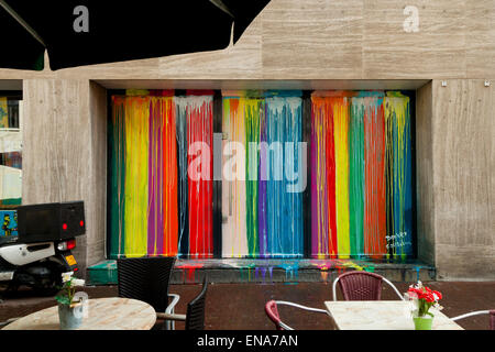 Striped and dripped paint decoration on a wall in Amsterdam Stock Photo