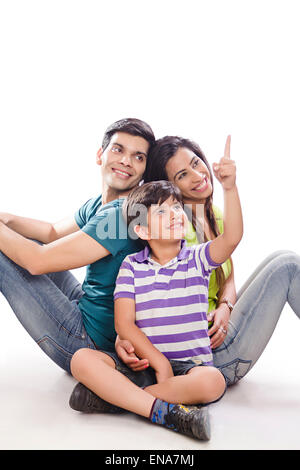 indian Parents and son  showing Stock Photo