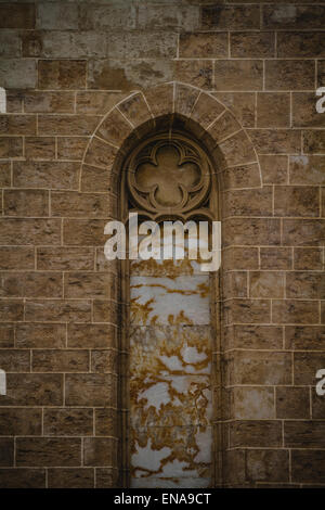 old gothic window, tipical architecture of the Spanish city of Valencia Stock Photo