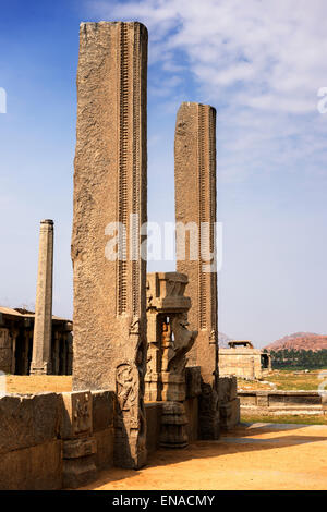 Ancient ruins in Hampi. Stock Photo