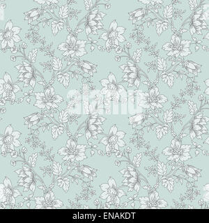 Abstract vintage seamless damask pattern with flower Stock Photo