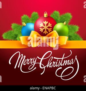 Merry Christmas Lettering Design. Vector illustration. EPS 10 Stock Vector