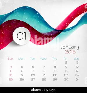 2015 color  Calendar. January. Vector illustration.  EPS 10 Stock Vector