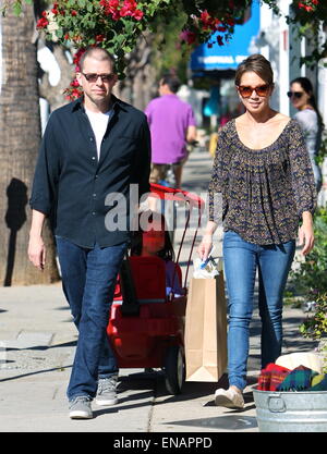Jon Cryer with his family at the Studio City Farmers Market Featuring