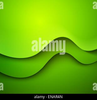 Abstract colorful green vector template waved background. Stock Vector
