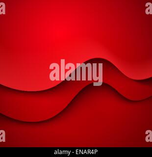 Red Abstract colorful vector background with curved lines and shadow. Template design Stock Vector