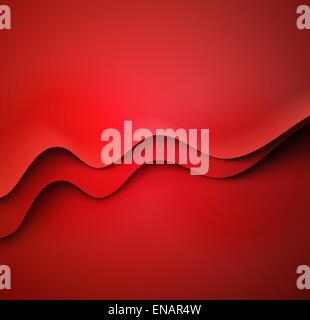 Red Abstract colorful vector background with curved lines and shadow. Template design Stock Vector