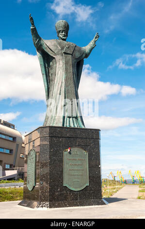 Saint Nicholas Statue, Siberian City Anadyr, Chukotka Province, Russian Far East Stock Photo