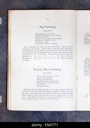 Fig Pudding French Rice Pudding from Plain Cookery Recipe Book by Mrs Charles Clarke Stock Photo