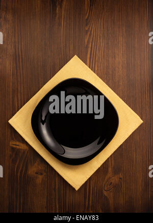 empty plate on wooden background Stock Photo