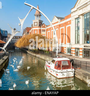 The River Witham and the Empowerment sculpture, Lincoln, England, UK Stock Photo