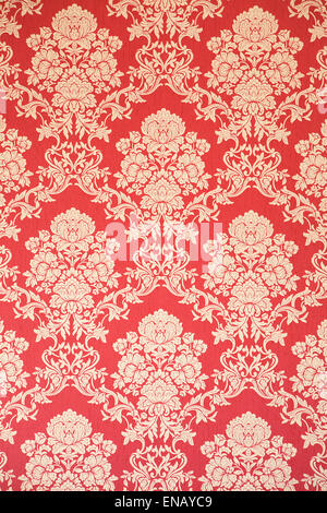 renaissance wallpaper, red with golden rose blossoms Stock Photo - Alamy