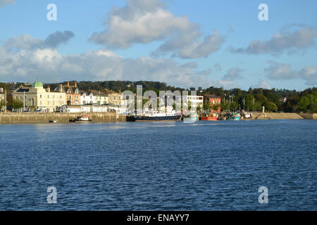 Ships and Boats moored on Bideford Quay North Devon including MS Oldenburg Lundy Island Ferry and Supply vessel Stock Photo