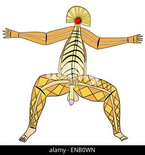 Primitive figures looks like cave painting - primitive art - deity of virility - vector Stock Vector