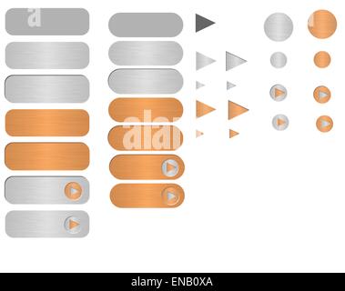 Editable and variable set of the metal buttons - vector Stock Vector