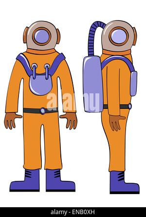 Illustration of the deep-sea diver - scuba diver - vector Stock Vector