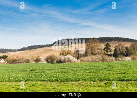 View of the French village of Chablis, a famous wine making region. Stock Photo