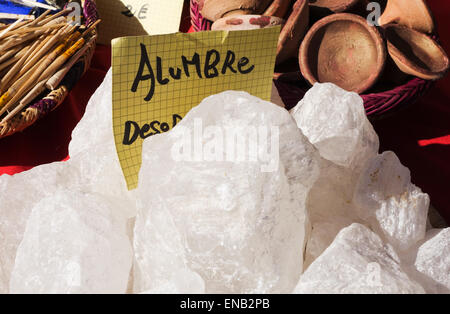 Bulk alum on display at market, Andalusia, Spain. Stock Photo