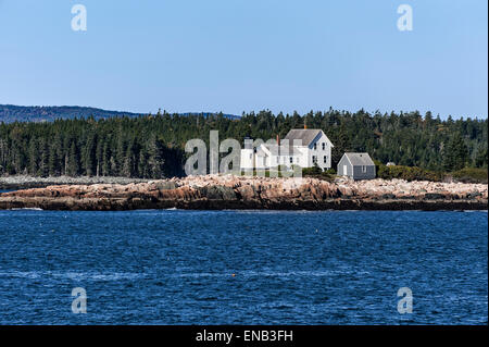 Mark Island Lighthouse, Winter Harbor, Maine, USA Stock Photo