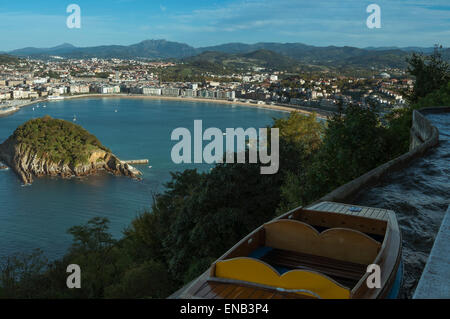 Aerial view of the city of San Sebastian and La Concha beach Stock Photo