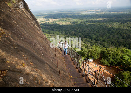 People are climbing to Sigiriya, the ancient rock fortress, Sri Lanka ...