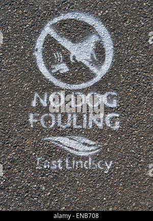 No dog fouling sign painted on the pavement, alerting owners to pick up after their pets Stock Photo