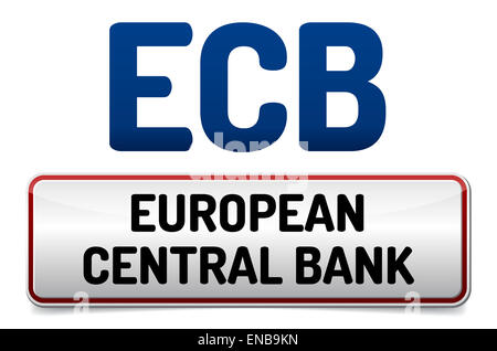 ECB - European Central Bank - glossy button banner with reflection and ...