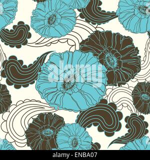 Vector floral seamless with blue poppy flower Stock Vector