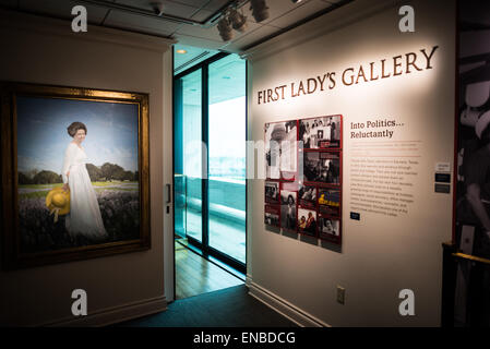 AUSTIN, Texas, United States — An exhibit devoted to Lady Bird Johnson at the LBJ Library. The LBJ Library and Museum (LBJ Presidential Library) is one of the 13 presidential libraries administered by the National Archives and Records Administration. It houses historical documents from Lyndon Johnson's presidency and political life as well as a museum. Stock Photo