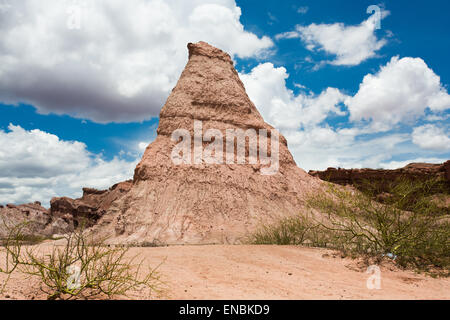 Obelisco. Rock formation in Valles Calchaquies, province of Salta, northern Argentina. Quebrada de las Conchas. Stock Photo