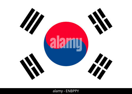 National flag of the Republic of Korea - South Korea. Stock Photo