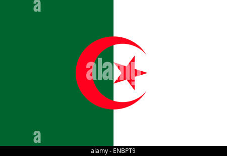 National flag of the People's Democratic Republic of Algeria. Stock Photo