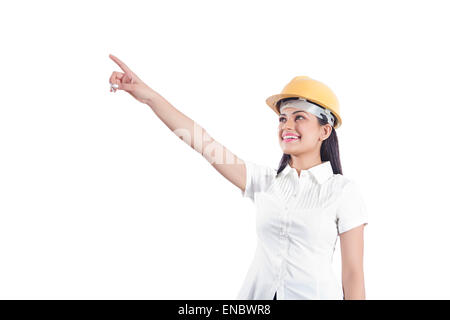 1 indian Architect woman finger Showing Stock Photo