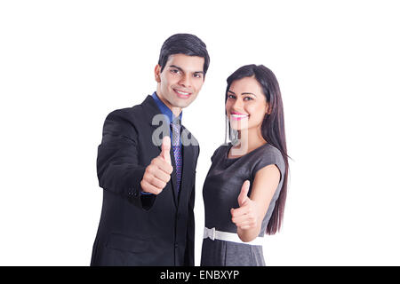2 indian Business Colleague Thumbs Up showing Stock Photo