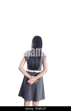 1 indian Business woman Back View Standing pose Stock Photo