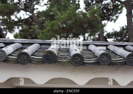 Ornate roof detail in the grounds of Nijo Castle, Kyoto, Japan. Stock Photo