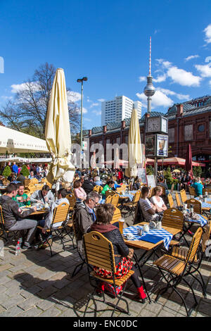 Hackescher Markt, Berin-center, cafés, restaurants, beer garden, Berlin, Germany, Stock Photo