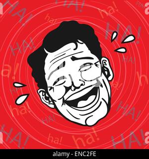 Vintage Retro Clipart : Lol, Man Laughing Out Loud Stock Vector