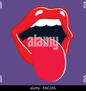 Screaming mouth sticking out tongue and shouting it out loud vector illustration Stock Vector