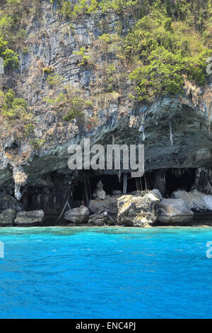 Viking cave where bird's nests are collected. Phi-Phi Leh island in Krabi, Thailand Stock Photo