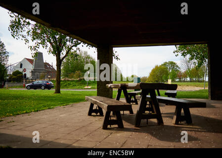 Modern day picnic area on the spot of heavy fighting at the battle of Waterloo in 1815 Stock Photo