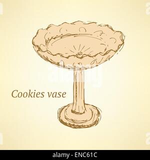 Sketch cookies vasel in vintage style, vector Stock Vector