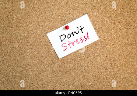 Sticky Note On Cork Board Background Don't Stress Concept Stock Photo