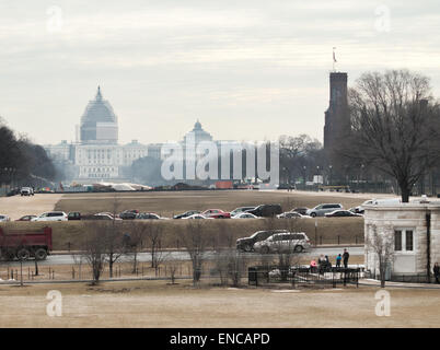Washington, DC, USA. March 10,2015 . View of the Capitol, Smithsonian and Library of Congress from the Washington Monument hill Stock Photo