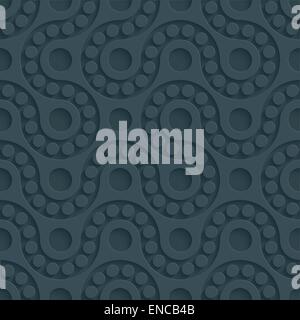 Dark perforated paper. Seamless (tileable) 3d background.  Editable vector EPS10. See similar patterns in my portfolio. Stock Vector