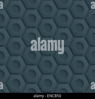 Dark perforated paper. Seamless (tileable) 3d background.  Editable vector EPS10. See similar patterns in my portfolio. Stock Vector