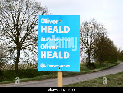 Potton, Bedfordshire, UK. 2nd May, 2015. Conservative Party support poster for Sir Oliver Heald QC, currently MP for North East Hertfordshire on May 2nd 2015   Credit:  KEITH MAYHEW/Alamy Live News Stock Photo