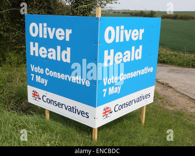 Potton, Bedfordshire, UK. 2nd May, 2015. Conservative Party support poster for Sir Oliver Heald QC, currently MP for North East Hertfordshire on May 2nd 2015   Credit:  KEITH MAYHEW/Alamy Live News Stock Photo